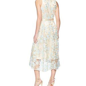 Tahari High Low Embroidered Sleeveless Dress